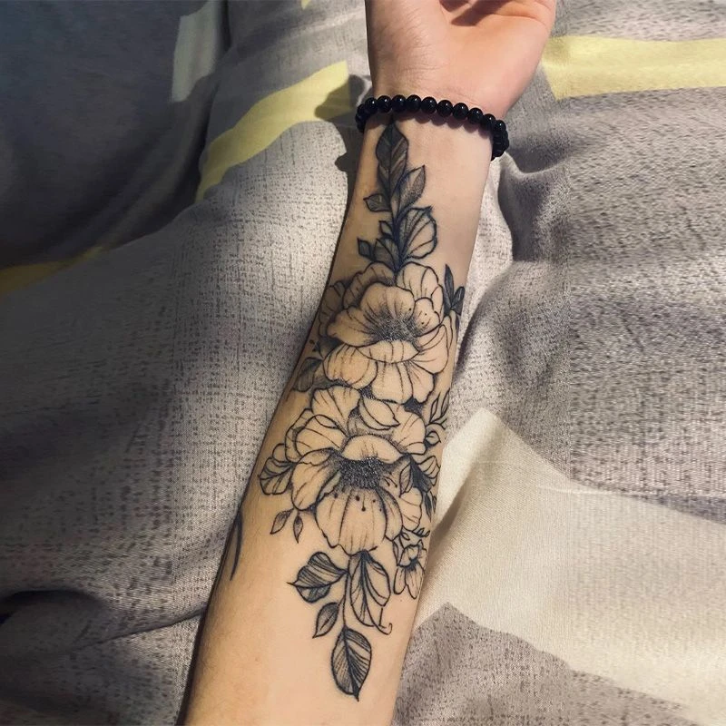 防水防汗持久不掉色仿真刺青男女同款手臂素花果汁纹身贴草本贴纸