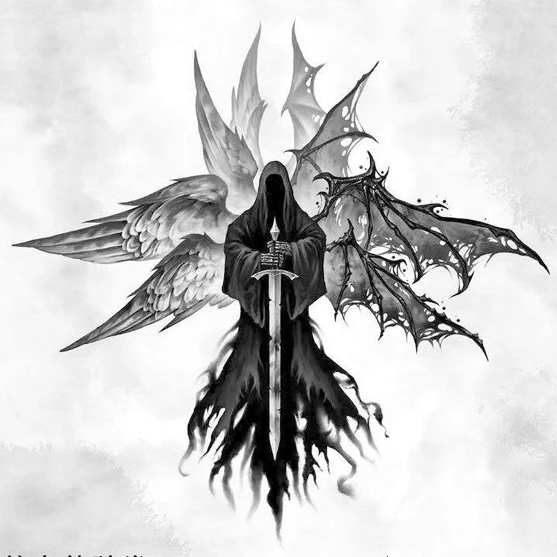 光与暗-天神判官 草本果汁纹身贴防水持久半永久霸气仿真刺青男女