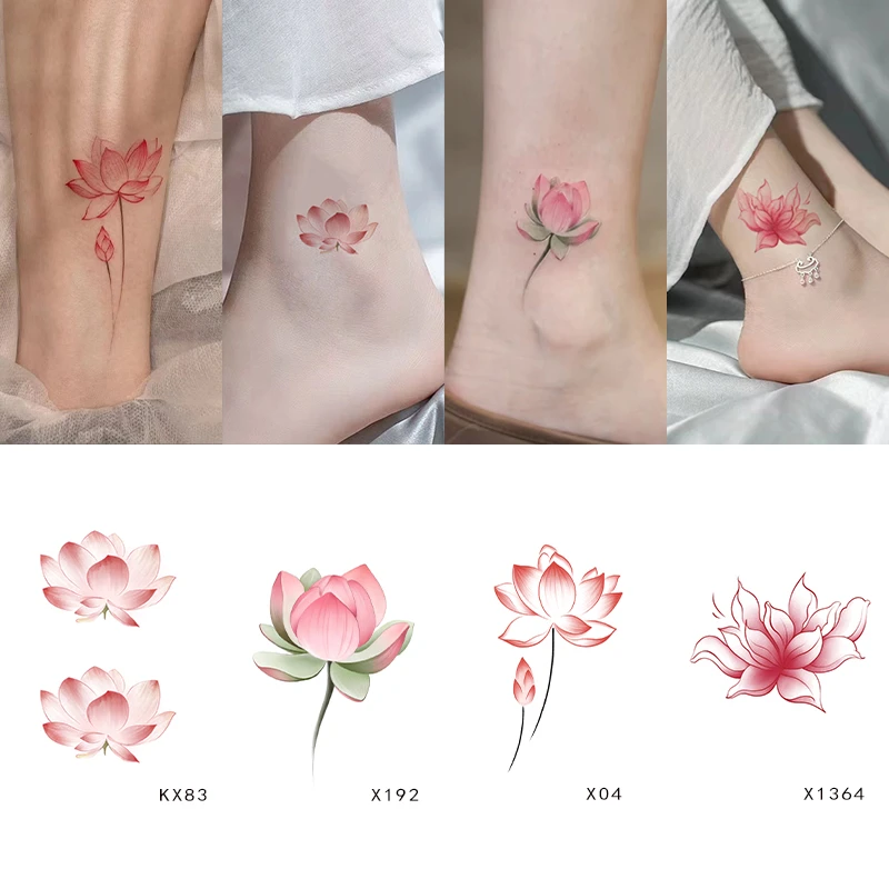 纹身贴防水女持久国风唯美花朵贴纸仿真脚踝性感小清新不反光可洗