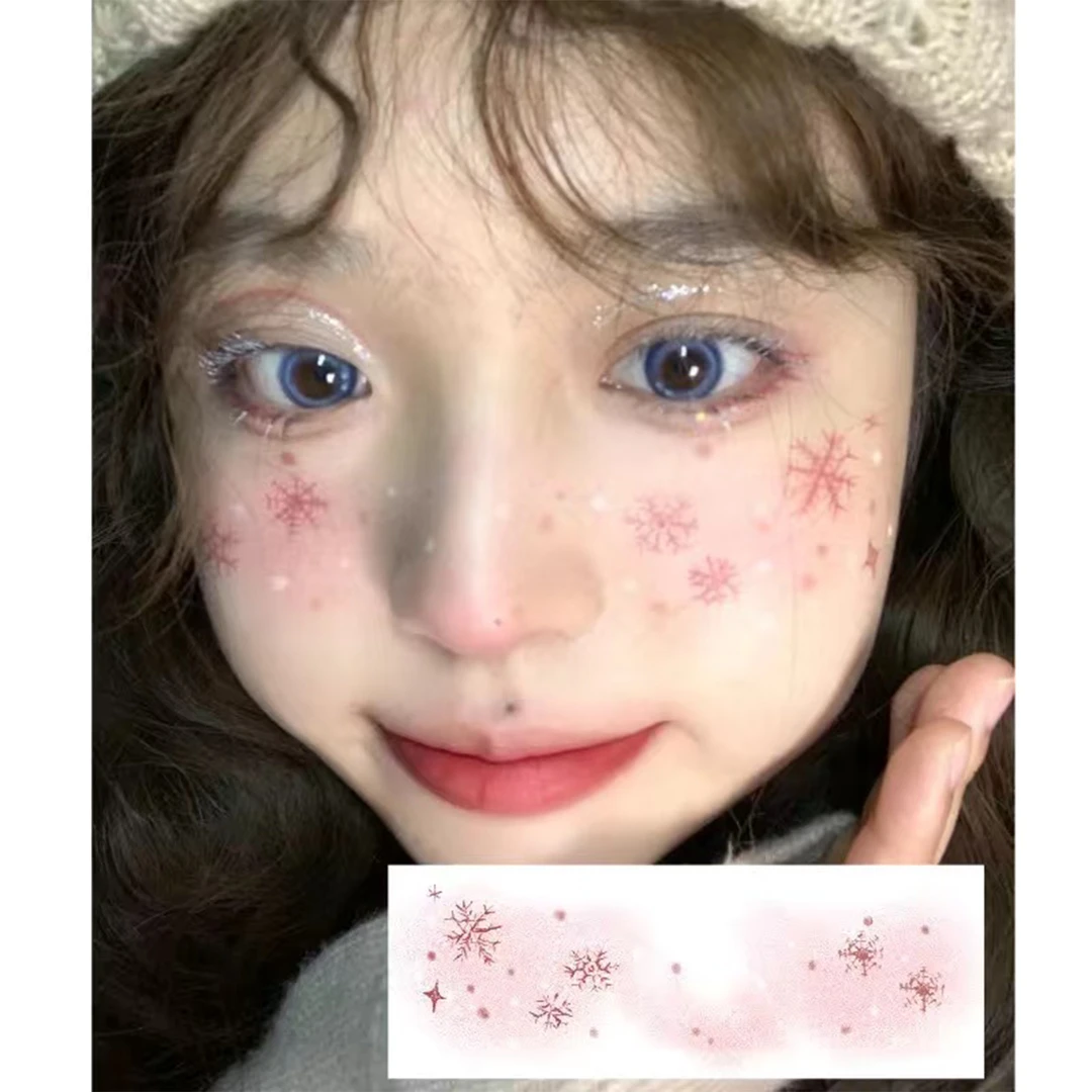 圣诞节氛围感妆容脸贴 可爱甜美雪花趣味腮红纹身贴创意妆容仿妆