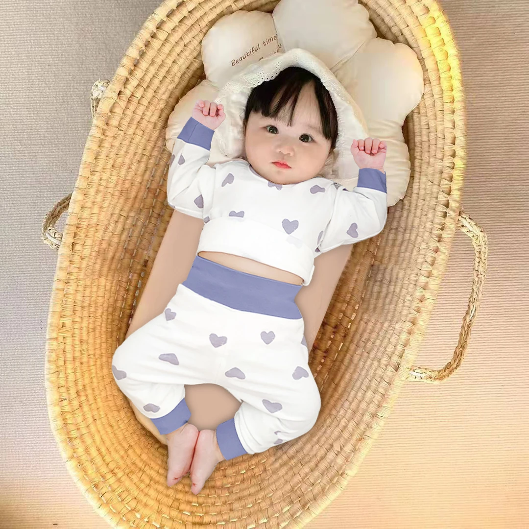 【DY】婴儿衣服高腰护肚秋冬宝宝家居服睡衣套装保暖内衣秋衣秋裤
