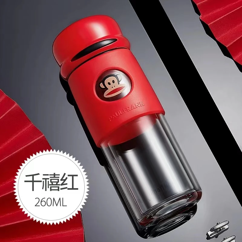 大嘴猴双层玻璃杯加厚高硼硅耐热办公水杯男家用便携带盖泡茶杯女