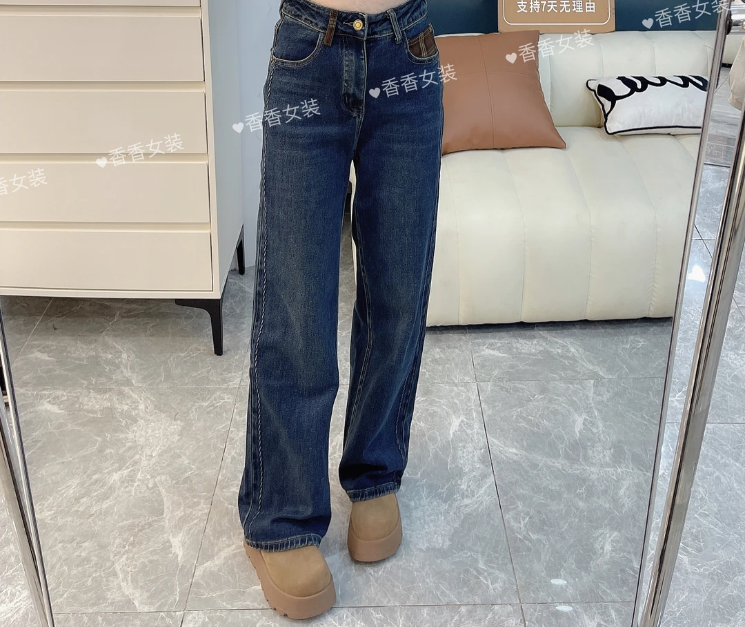【显瘦窄版阔腿裤加植绒蓝色牛仔裤】超显高显腿长小个子冬季款3259