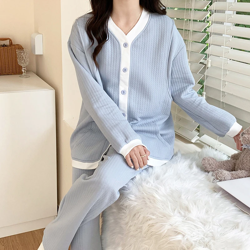 【7-11月份 空气棉厚款】月子服秋冬季产后产妇孕妇哺乳睡衣可外穿