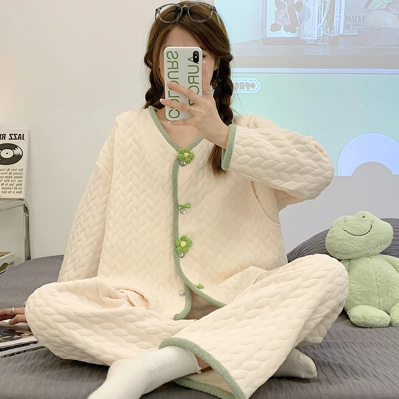 【2-6月空气棉】春秋冬厚款月子服孕妇哺乳睡衣