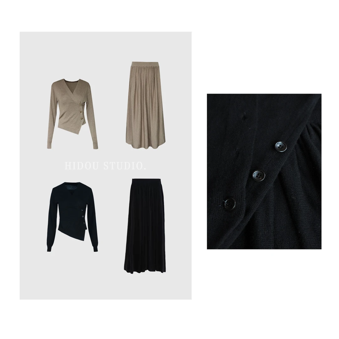 【痘痘私服】|【ROW调极简】不规则设计感针织半身裙套装