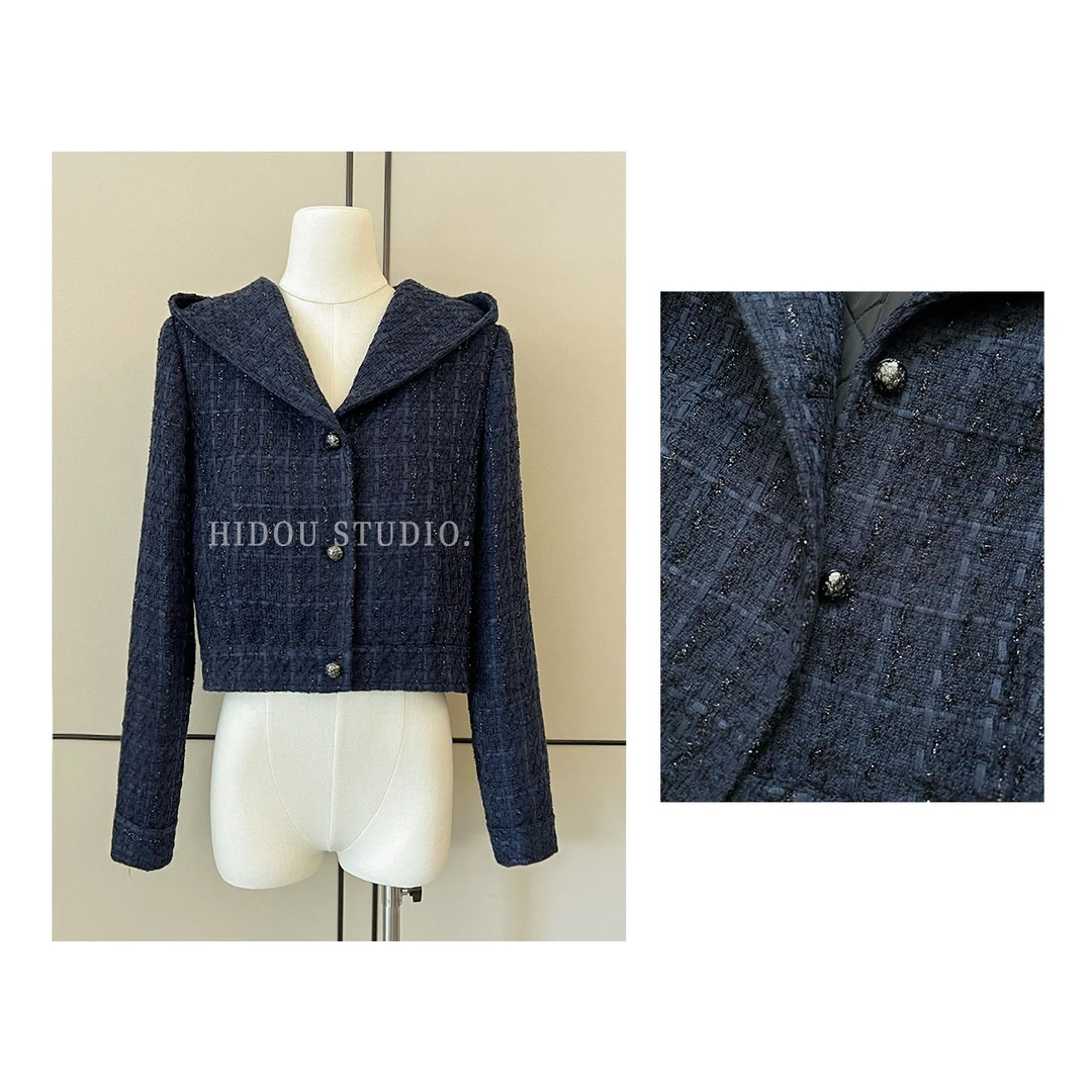 【痘痘私服】|【香香女孩】精致连帽编织夹棉小香外套