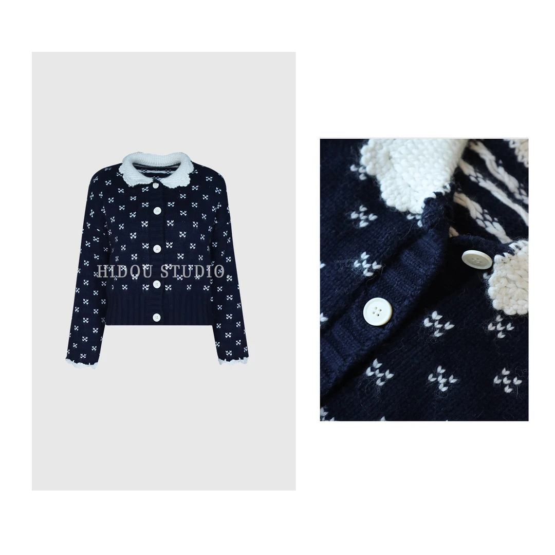 【痘痘私服】|【佩斯学院】减龄娃娃领钩花毛衣