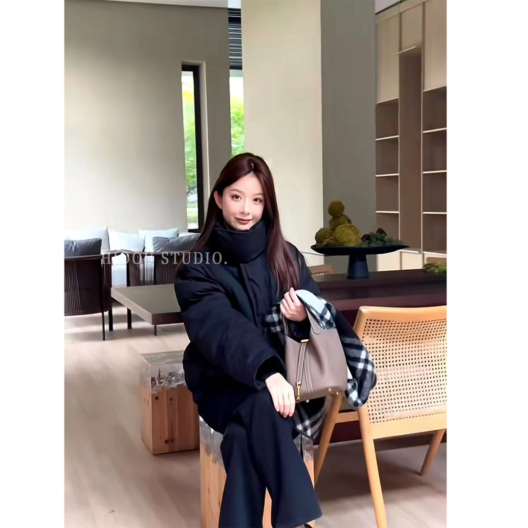 【痘痘私服】|【暖宝宝】下摆抽绳立领新国标90白鸭绒羽绒服