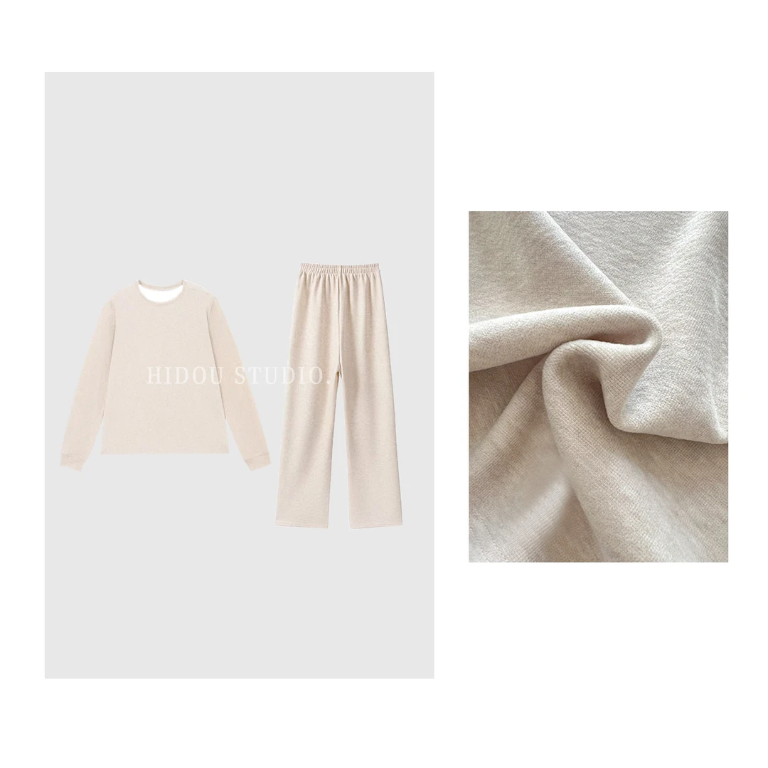 【痘痘私服】|【慵懒随意】含羊*毛复合糯米羊绒加厚套装