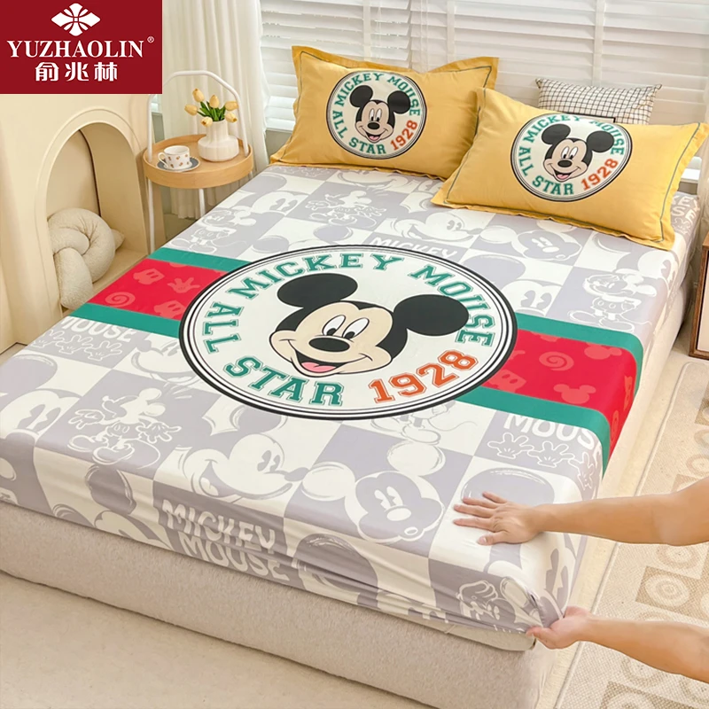 迪士尼纯棉床笠单件全棉全包围床垫保护罩床单床套儿童防滑床罩