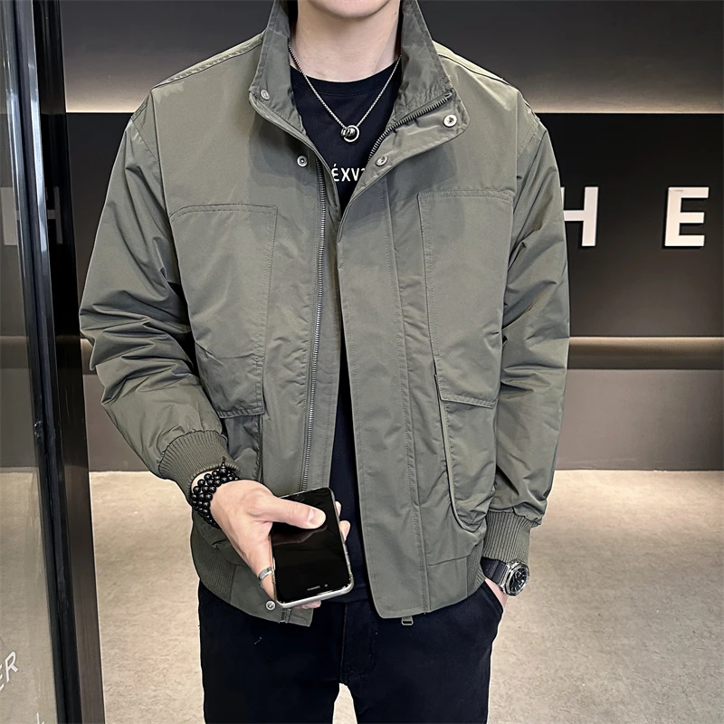 工装夹克男士微宽松潮牌男装春秋季新款大口袋立领时尚外套男