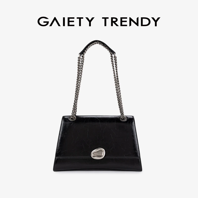 GAIETY&TRENDY·咖豆沙漏包小众牛皮单肩腋下包气质通勤链条斜挎包