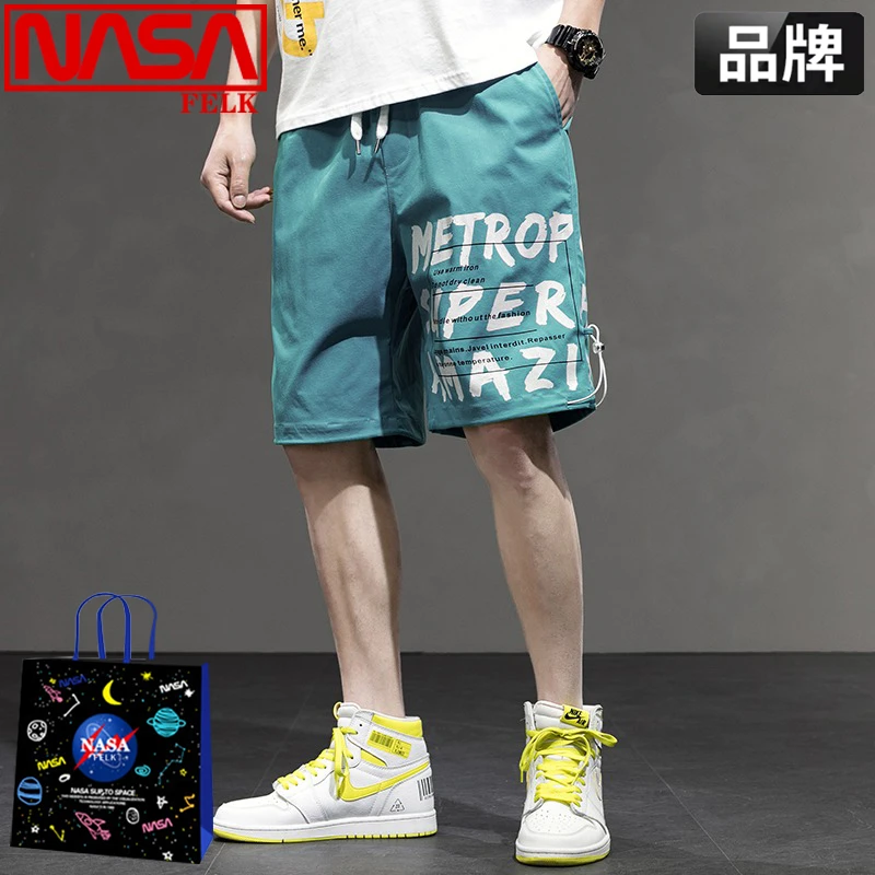 NASA联名短裤男士夏季薄款休闲潮牌大裤衩外穿五分中裤运动沙滩裤