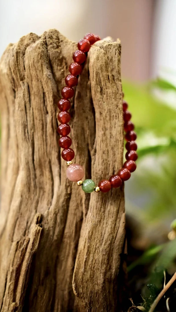 非金属仿水晶手链 手串石头手链高档时尚百搭女款中国红