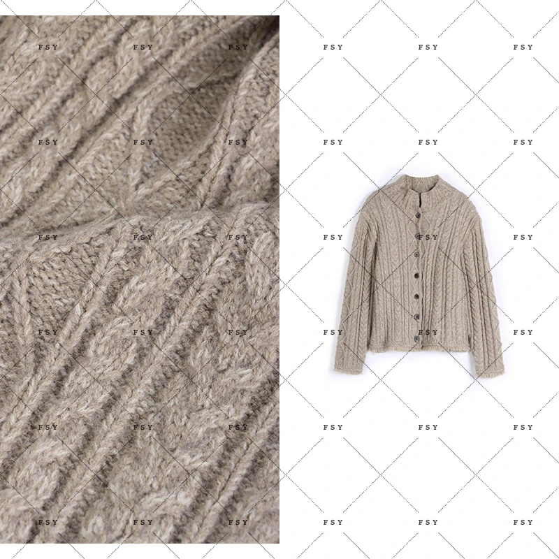 羊毛汉麻女士立领纽扣开衫长袖显瘦针织时尚百搭保暖羊毛衫