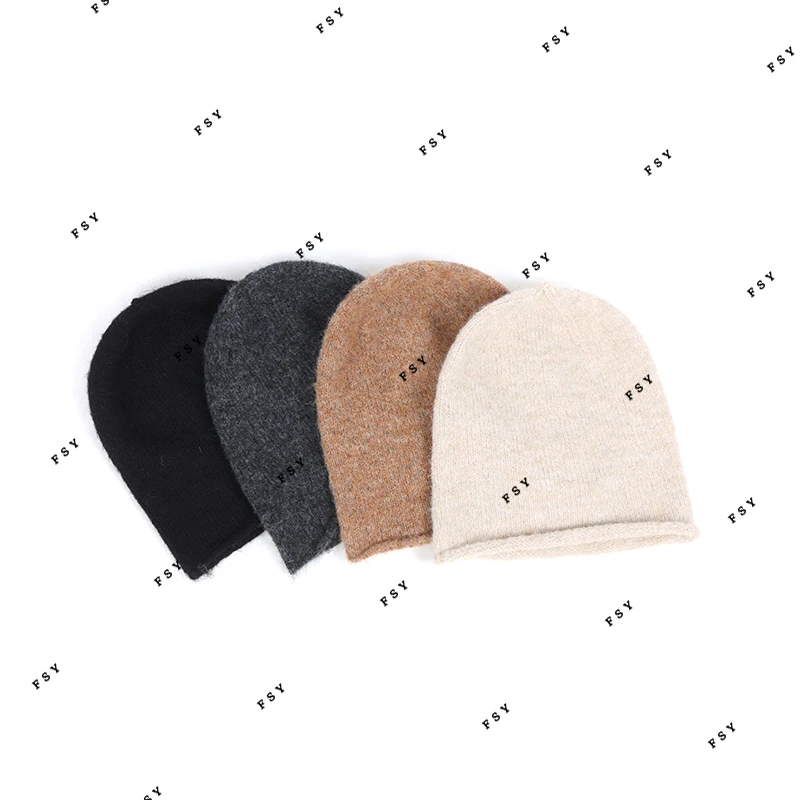 羊毛混纺针织帽子女士秋冬款百搭大帽围防寒遮耳保暖包头帽
