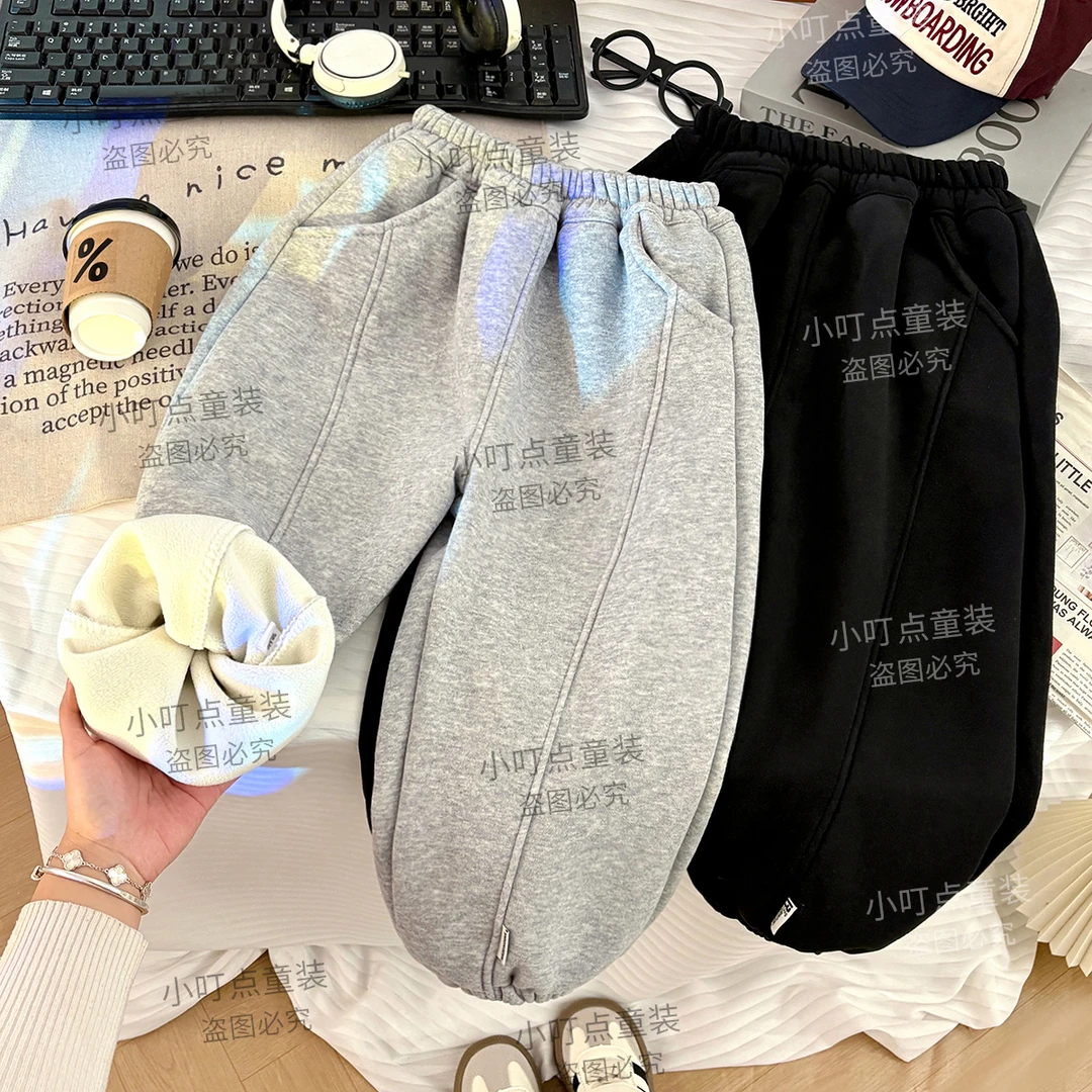 【加绒加厚】韩系男童卫裤秋冬女宝儿童棉裤加厚加绒一条过冬宝宝