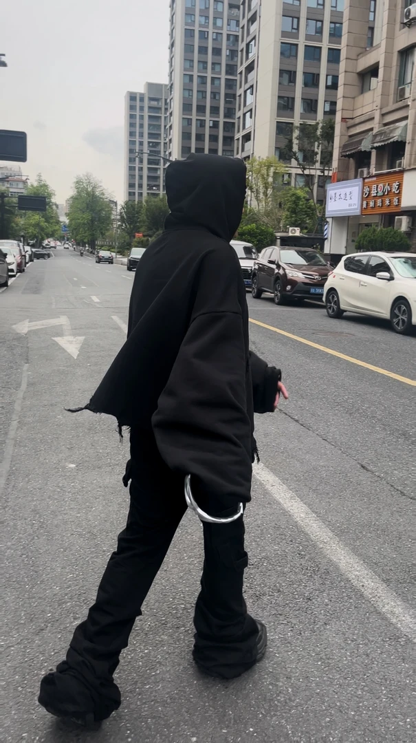 【后劲原样开发】8+斗篷大廓形卫衣420g美式长袖Cropped剪裁连帽