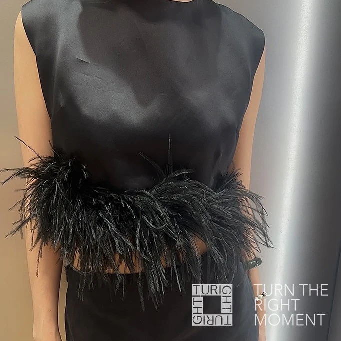 TURIGHT买手店 23FW现货 LALO设计师品牌 时尚百搭黑色羽毛背心
