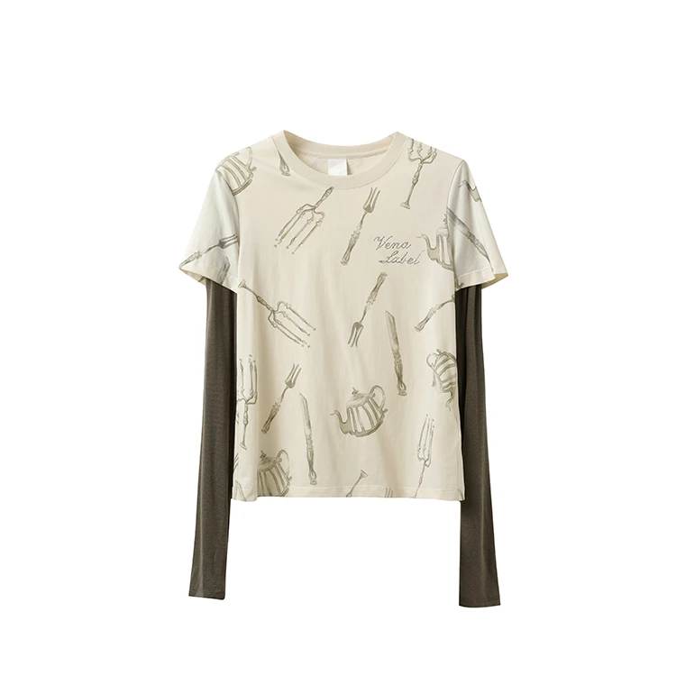 VENA LABEL设计师品牌 TURIGHT买手店24PF新品 ins风假两件T恤