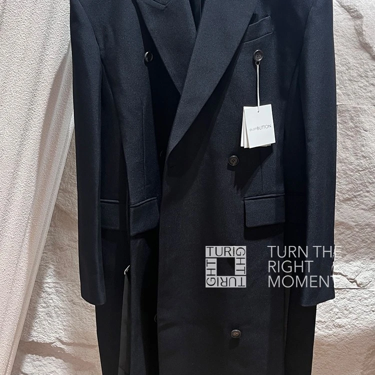 返潮复古TURIGHT买手店23PF现货pushBUTTON设计师品牌双排扣大衣