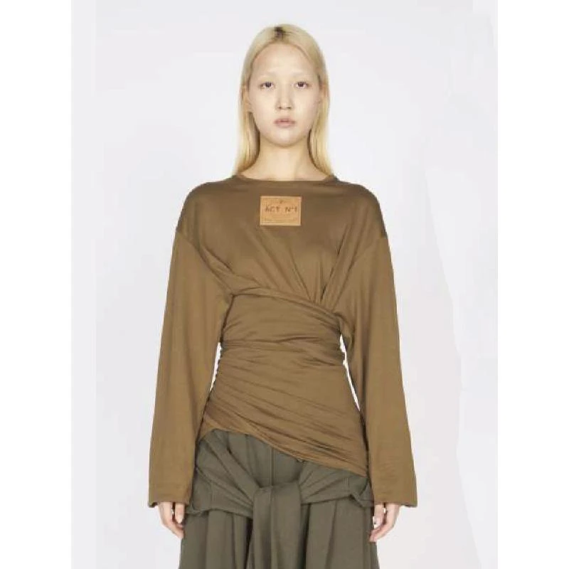 TURIGHT买手店24SS现货ACT N°1设计师品牌时尚垂褶贴片长袖T恤