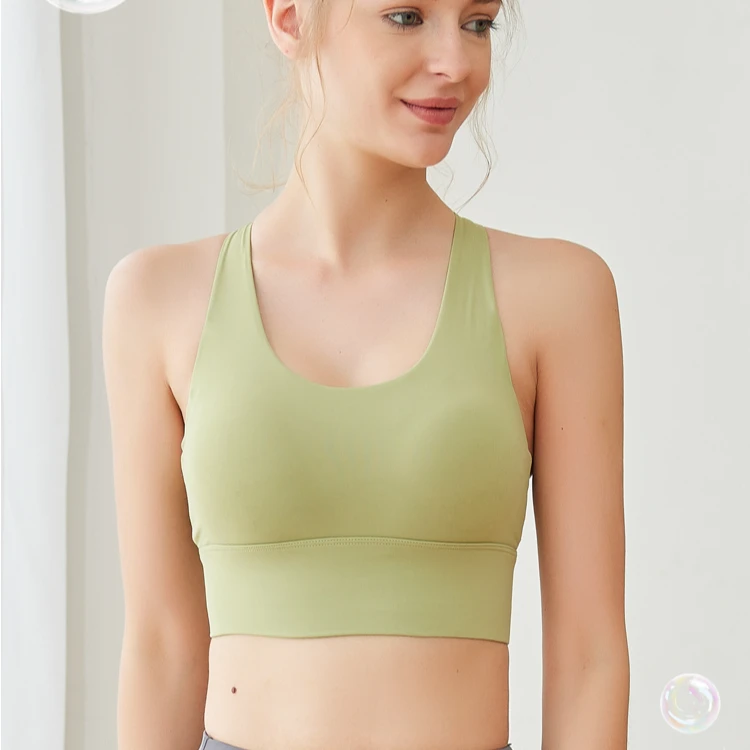 【W013】H高强度防震一体固定罩杯瑜伽聚拢文胸跑步健身跳操美背