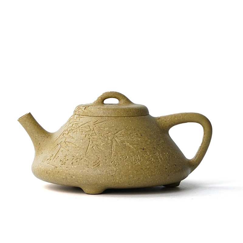 执素【文心藏器】子冶壶 大水潭绿泥约200cc 黄松刻绘 吴健全手工制