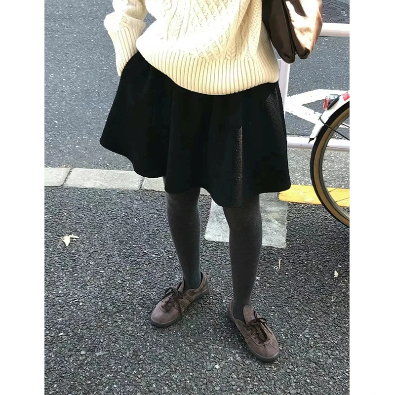 韩国东大门oun*ce 甜美百搭松紧小香风毛呢A字裙 半身裙短裙女秋