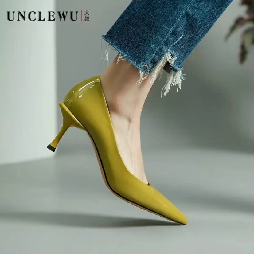 吴大叔高跟鞋女细跟气质小跟尖头网红浅口百搭仙女单鞋27-263/32