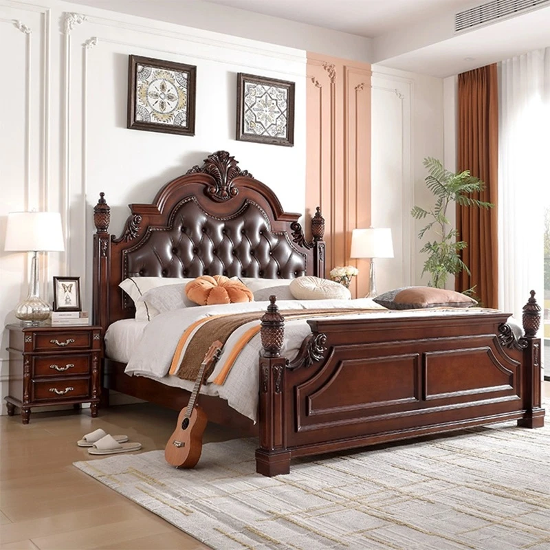 奢华轻奢复古经典实木床公主床主卧室单人大床储物雕花双人床婚床