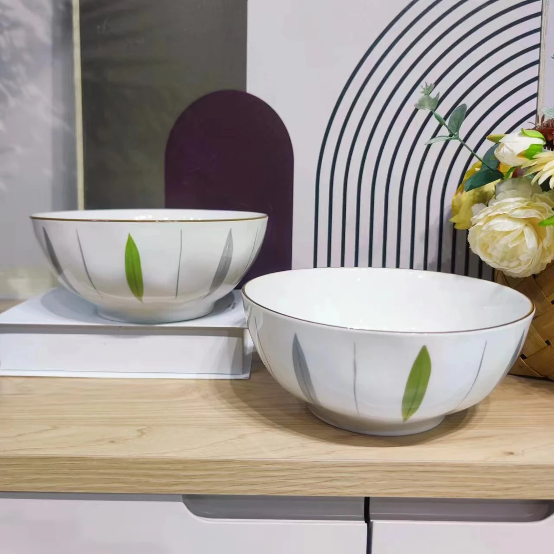 咏柳新中式简约6英寸2只装面碗陶瓷吃饭碗家用面碗釉下彩餐碗大号