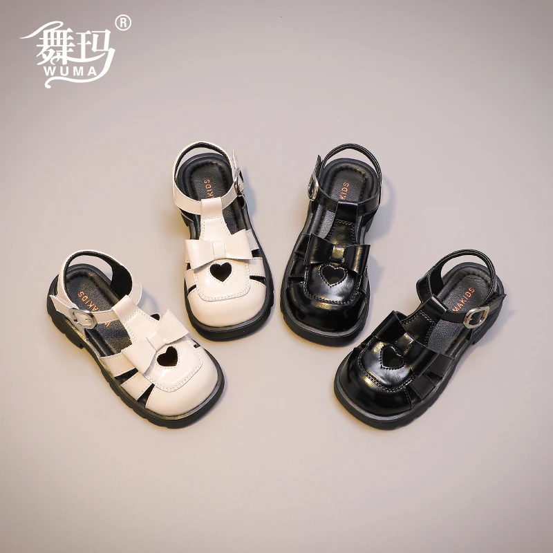 舞玛女童鞋子儿童公主鞋2025新款小宝宝夏季包头爱心夏季软底凉鞋