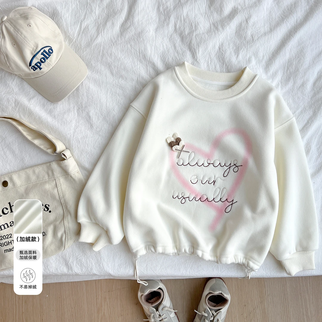 冬季新款中大童女宝宝衣服女童加厚上衣儿童加绒卫衣YQYDW42428