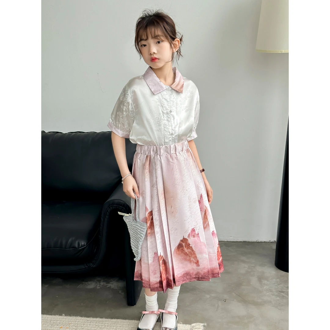 SZKP童装夏季新款6-15岁中大童女宝新中式马面裙套装BGTX440949