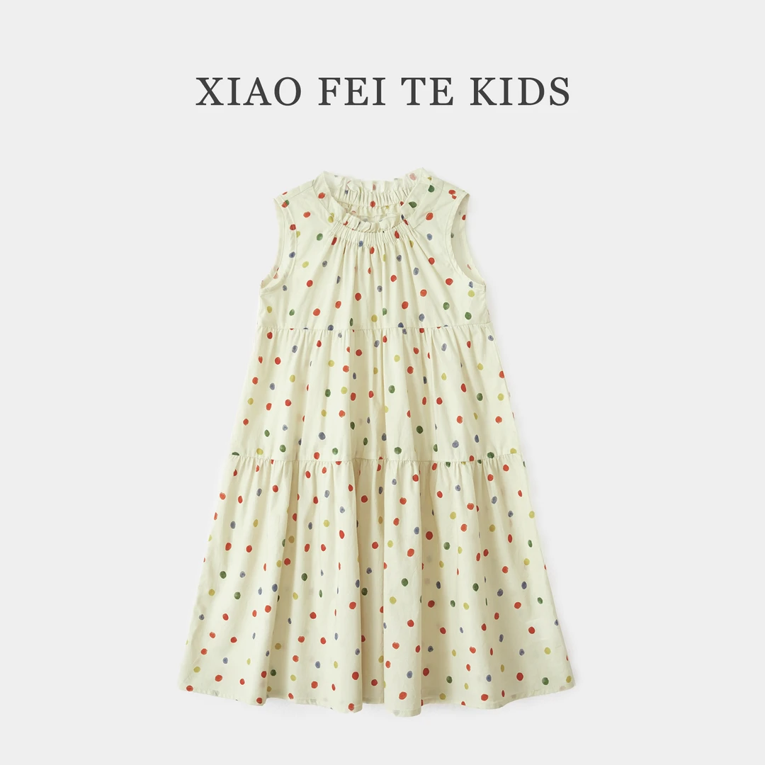 小菲特夏季女童背心裙中大童儿童时尚无袖裙女宝连衣裙FTQX41893