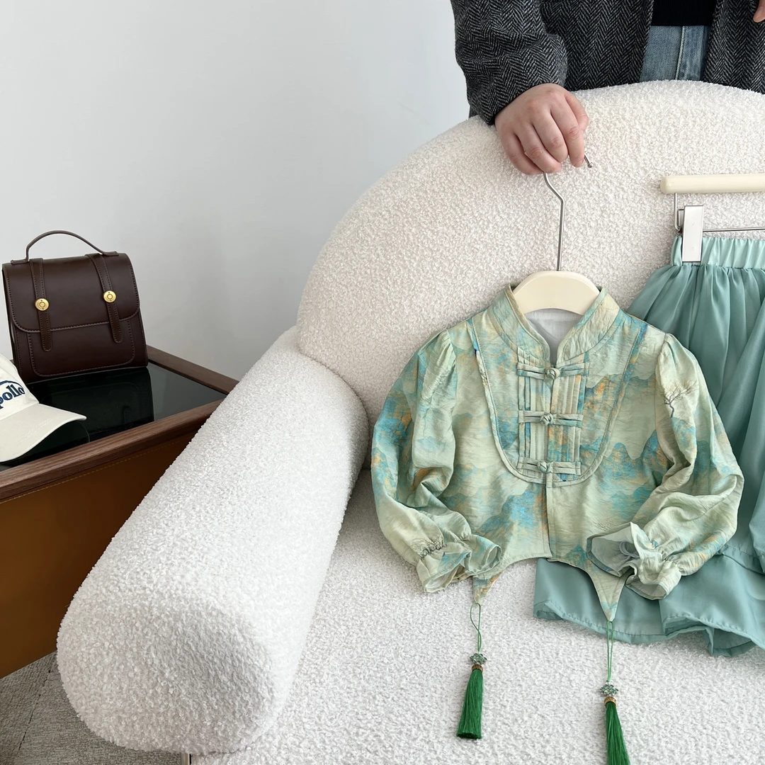 小菲特国风夏装2024新款女童新中式套装儿童中大童衣服BXTX40770