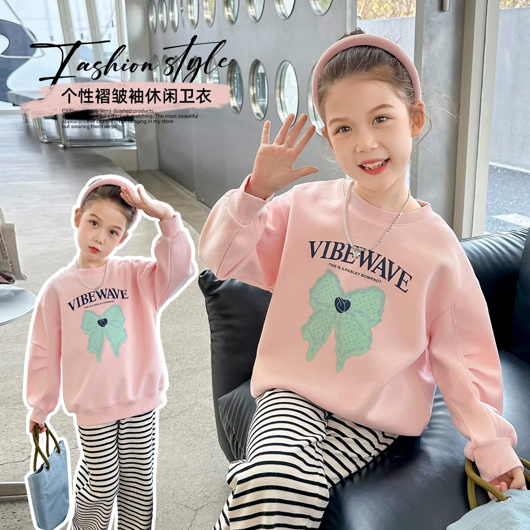 小菲特春季新款女宝6-12岁 宽松上衣中大童儿童圆领卫衣JMYC40410