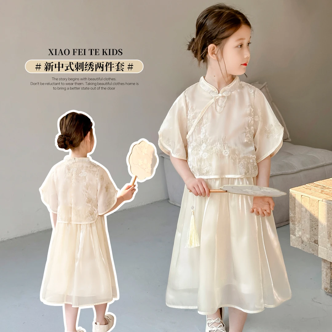 小菲特童装夏季新款女童中大童6-12岁女宝中国风汉服裙 SSQX40863