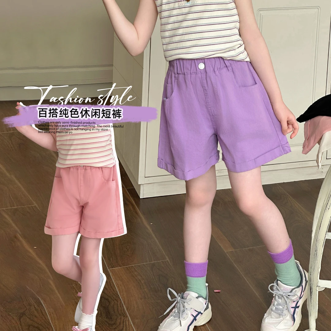小菲特女宝夏装薄款短裤中大童儿童洋气五分裤宝宝裤子JMKX41494