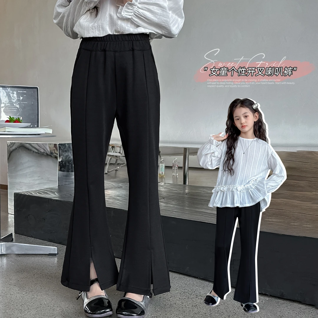 【姗姗】小菲特秋季女宝裤子女童装6-12岁儿童洋气喇叭裤HNKQ42328