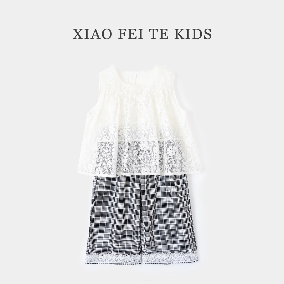 小菲特女童夏季薄款背心套装中大童儿童无袖T恤两件套DWTX41962