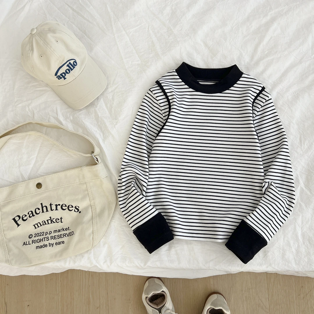 秋冬新款女童装时尚洋气百搭女宝宝条纹打底衫WCYDW48873