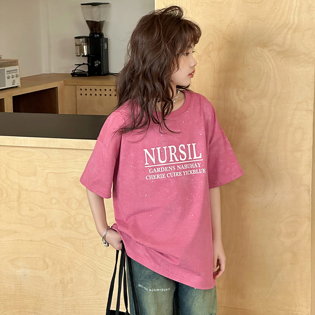 SZKP童装夏季新款女童中大童6-15岁圆领字母印花T恤 BXYX441029