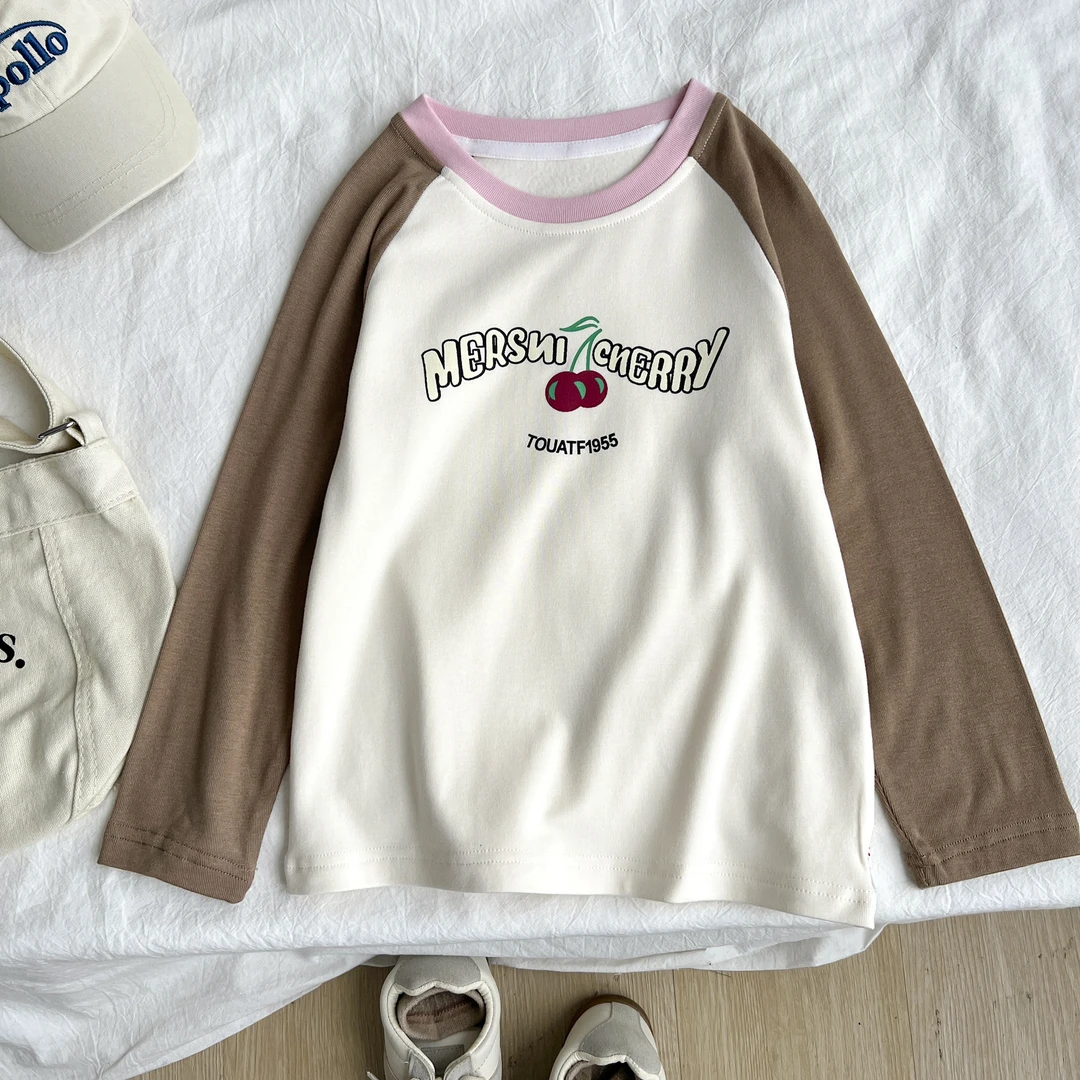 冬季新款女宝上衣女童装中大童儿童洋气薄绒长袖T恤YQYDW46603-1