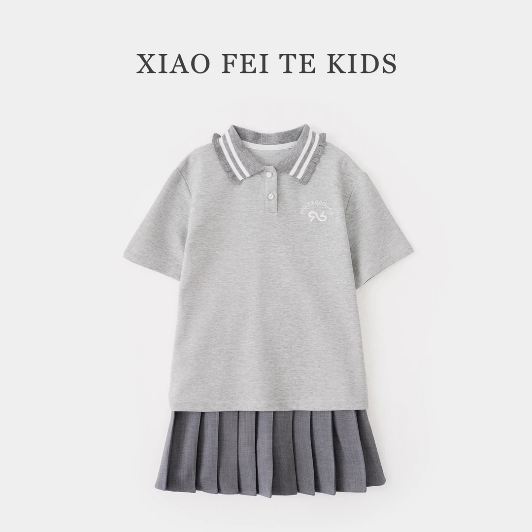 小菲特夏季新款女童装6-12岁女宝宝中大童儿童学院套装HSTX41677