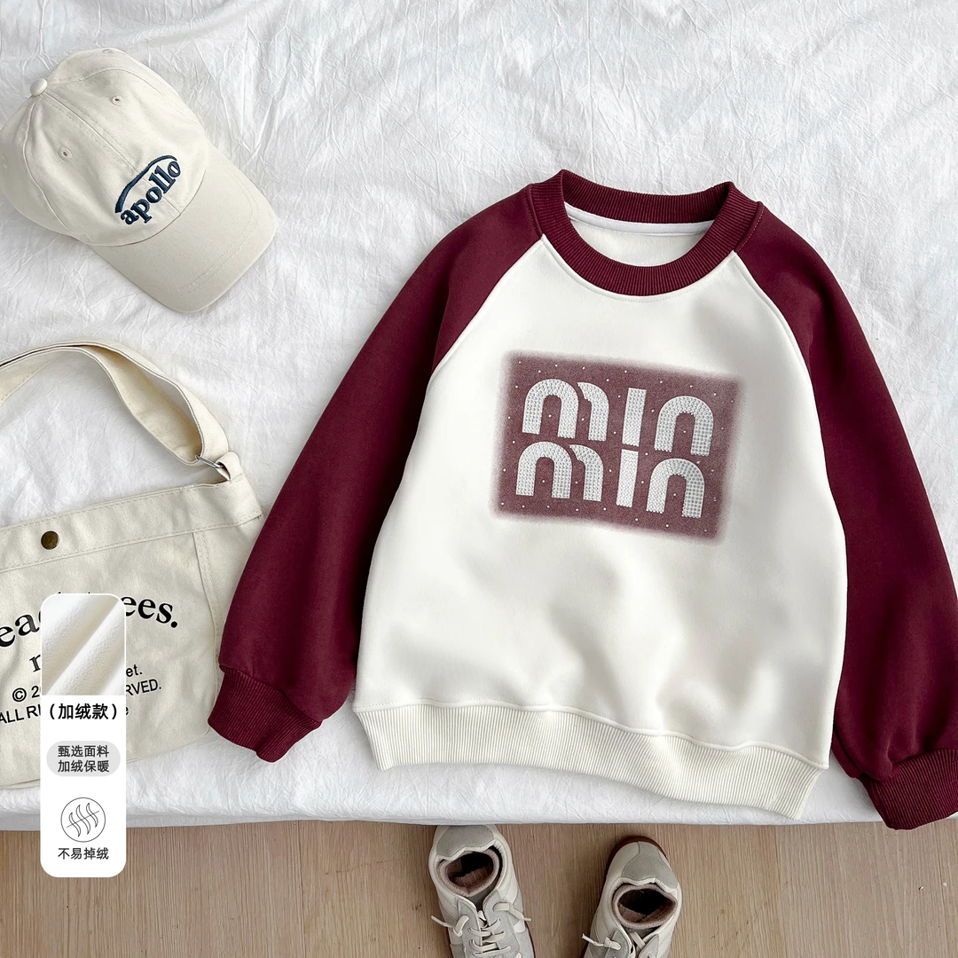 冬季新款女童装中大童儿童时尚加绒保暖卫衣YQYDW40826-1