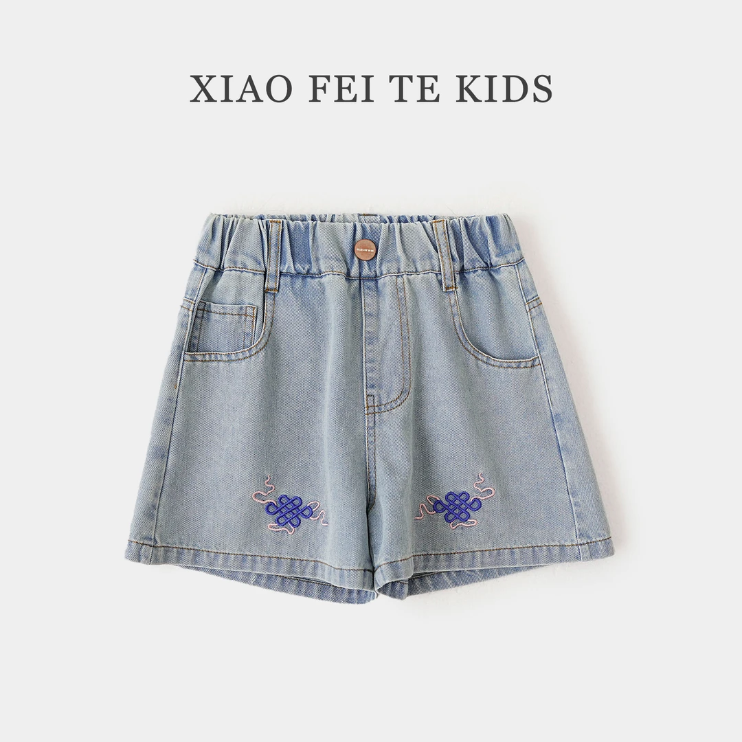 小菲特夏季百搭女童装6-12岁女宝宝中大童儿童牛仔短裤JMKX41837