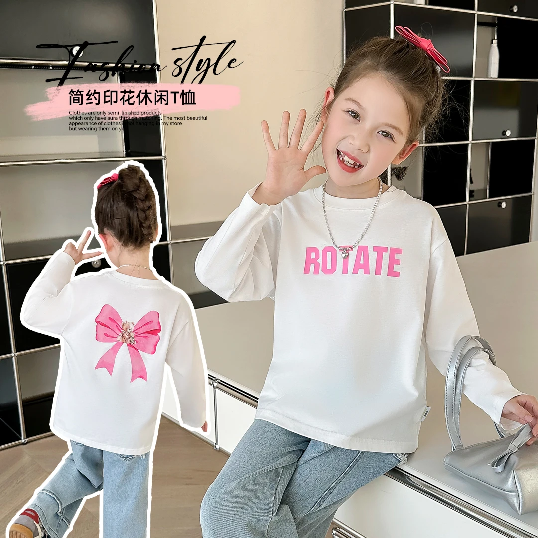 小菲特春季新款女童6-12岁长袖T恤上衣儿童女宝宝打底衫JMYC40263